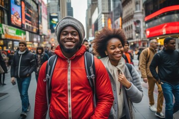 Fototapeta premium African-American couple strolling through the city