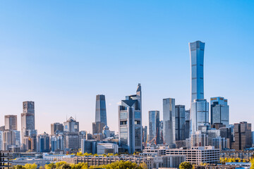 Scenery of the CBD Building Complex on the Urban Skyline in Beijing, China