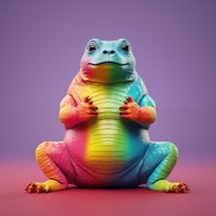 New Year, New Pose: A Multicolored Animal Embodies Mindfulness Through Yoga, Perfect for Resolutions and Mindfulness Day