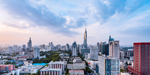 Dusk Scenery of the Urban Skyline of Zifeng Building in Nanjing, Jiangsu, China