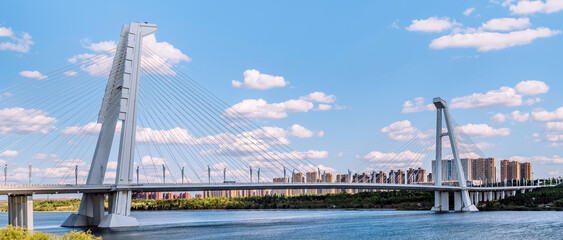 Scenery of Ordos Bridge in Ordos, Inner Mongolia, China