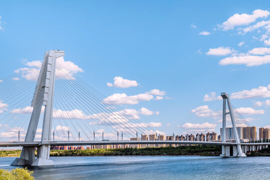 Scenery of Ordos Bridge in Ordos, Inner Mongolia, China