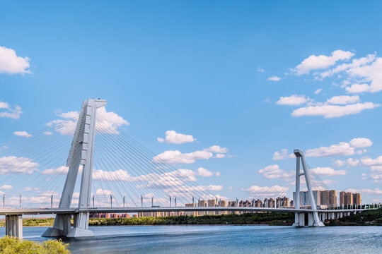 Scenery of Ordos Bridge in Ordos, Inner Mongolia, China