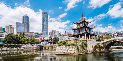 Obraz premium Architectural Scenery of Jiaxiu Building in Guiyang, Guizhou, China