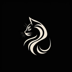 An endearing cat logo illustration, featuring a charming feline with captivating eyes and a graceful posture, radiating a sense of elegance and playfulness