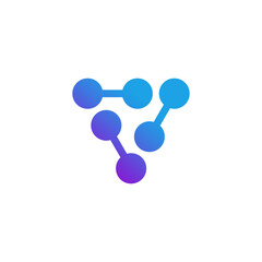 letter V logo design with dna icon 