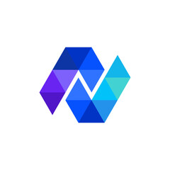 abstract logo design letter N geometric