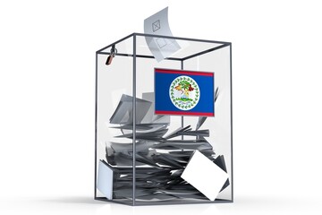 Belize - ballot box with voices and national flag - election concept - 3D illustration