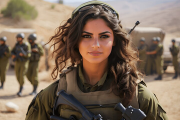 Israeli military young girl, generative ai  - obrazy, fototapety, plakaty