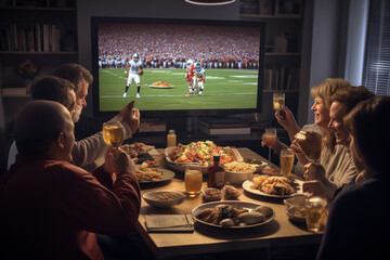 people watch football games on TV as part of their Thanksgiving tradition