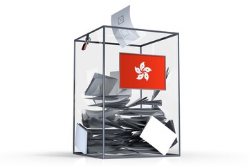 Fototapeta na wymiar Hong Kong - ballot box with voices and national flag - election concept - 3D illustration