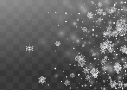 Light Snow Vector Transparent Background. Sky
