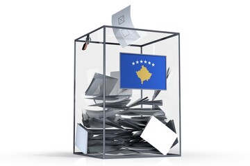 Fototapeta na wymiar Kosovo - ballot box with voices and national flag - election concept - 3D illustration