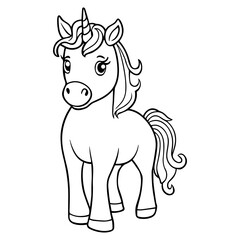 Outline unicorn coloring page for kids