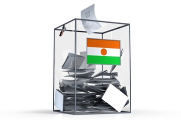 Niger - ballot box with voices and national flag - election concept - 3D illustration
