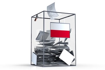 Poland - ballot box with voices and national flag - election concept - 3D illustration