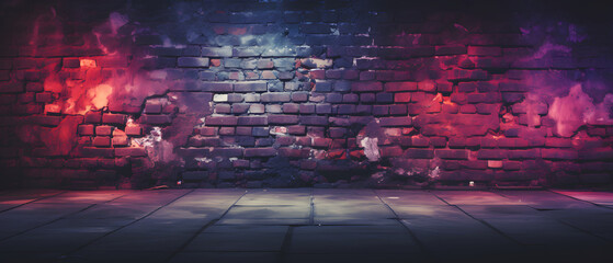 brick wall with neon effect, abstract background