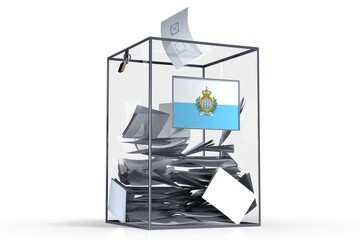 San Marino - ballot box with voices and national flag - election concept - 3D illustration