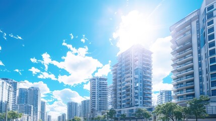 Fototapeta na wymiar High-rise buildings gleam in the sunlight
