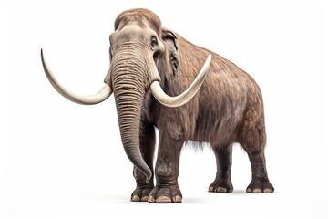 Photo of a prehistoric Woolly mammoth creature in a minimalist setting created with Generative AI technology