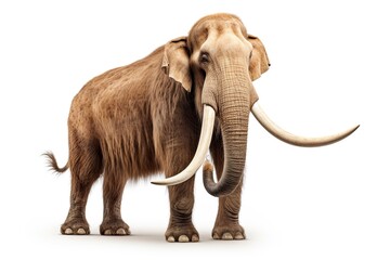 Photo of a realistic depiction of a woolly mammoth on a blank canvas created with Generative AI technology