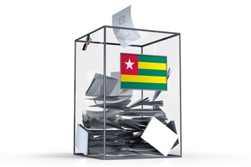 Togo - ballot box with voices and national flag - election concept - 3D illustration