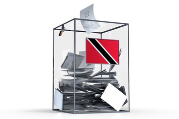 Trinidad and Tobago - ballot box with voices and national flag - election concept - 3D illustration