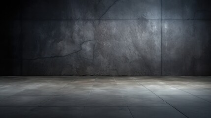 The rawness of a concrete floor stands out in an abstract dark room