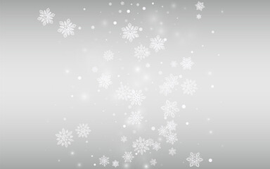 White Snowfall Vector Silver Background. Sky Snow