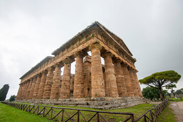 Temple of Poseidon in Archaeological Park of Paestum - Italy