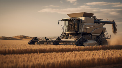 Amidst the vast fields, advanced automated farm machinery operates