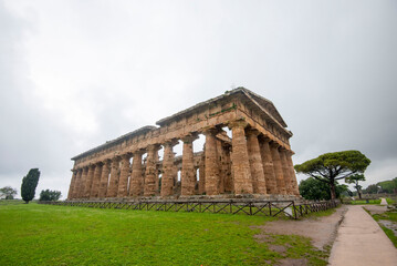 Temple of Poseidon in Archaeological Park of Paestum - Italy