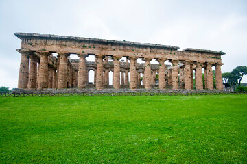 Temple of Poseidon in Archaeological Park of Paestum - Italy