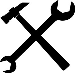 Spanner and hammer black vector icon
