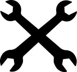 Crossed wrenches - black vector icon
