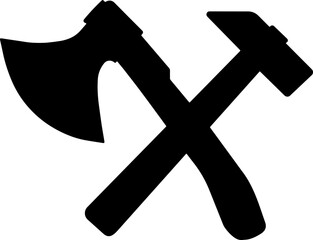 Ax and hammer icon. Vector symbol