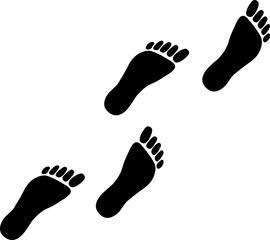 Trace of human foot. Footprint path, footprints.