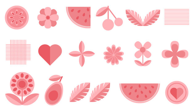 geometric flower pattern Shapes of plants, flowers, little vector illustrations