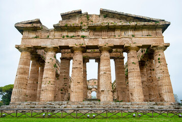 Temple of Poseidon in Archaeological Park of Paestum - Italy