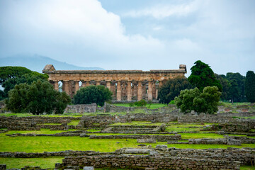 Fototapeta premium Temple of Poseidon in Archaeological Park of Paestum - Italy