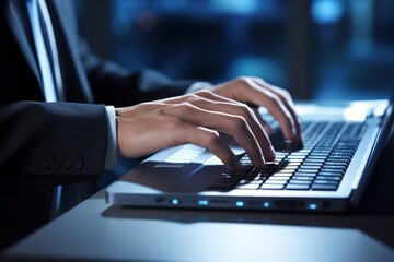 man typing on computer keyboard for business