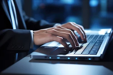 Fotobehang man typing on computer keyboard for business © Moward