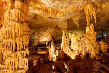 The amazing cave Kapsia, with hundreds of stalactites and stalagmites, at the region of Arcadia, in...