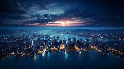 Fototapeta na wymiar view of the metropolitan city at night