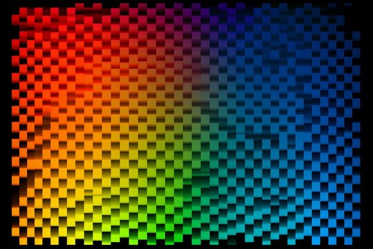 Colorful background with rainbow pattern, white and black border, rainbow background in bottom corner. Generative AI