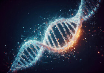 DNA strand damaged by radiation causing mutation
