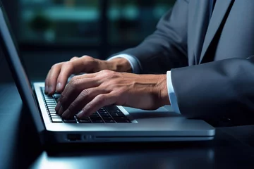 Fotobehang man typing on computer keyboard for business © Moward