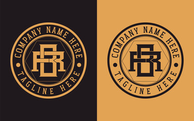 Luxurious trendy BR monogram initial-based letter logo design