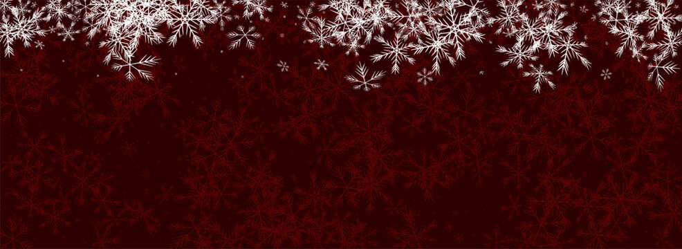 Silver Snow Vector Panoramic Red Background.