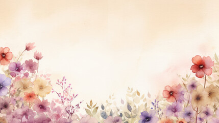 Watercolor spring flowers banner